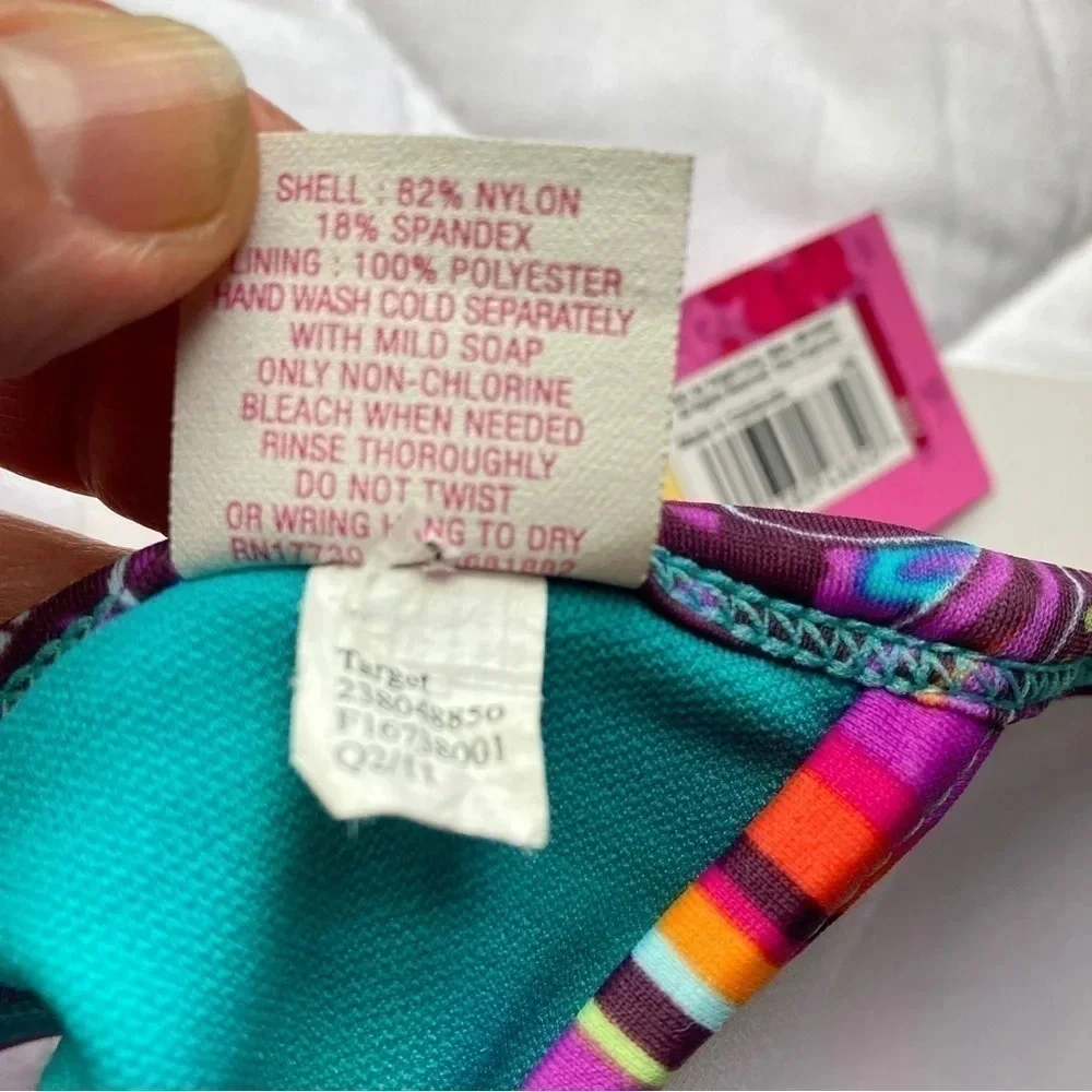 Xhilaration Bikini Swim Top,‎ Size Small, Halter Multi-Colored Striped NEW